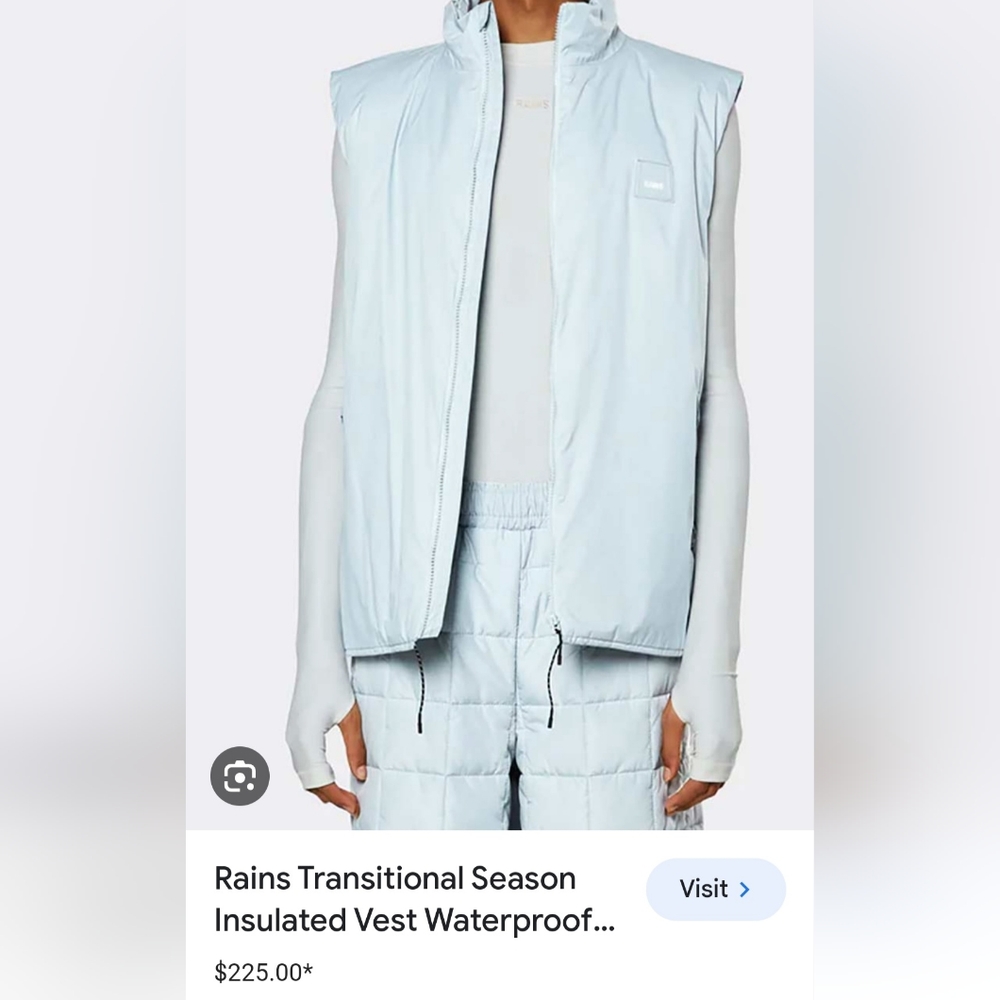 Rains Padded Nylon Vest Sky Blue, sz S Unisex